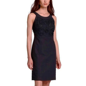 Anthropologie Applique oleander shift black dress